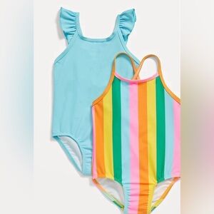 Old Navy Kids Striped and Blue One Piece Swimsuit- Size 18-24 month